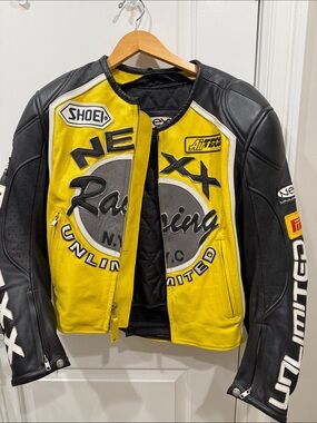 Nexx Yellow and Black Racing Leather Motorcycle Jacket